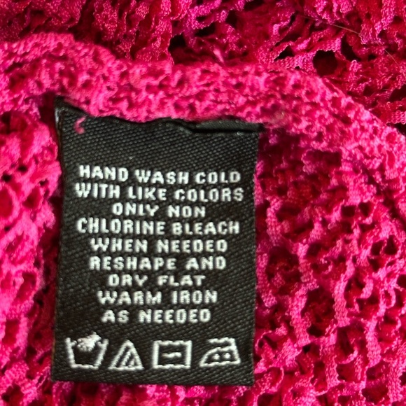 Norton McNaughton | Magenta Pink Pointelle Open Weave Crewneck Sweater, Size M - Picture 3 of 8